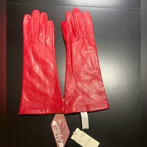 New vintage Aris long red ladies leather driving gloves soft feel sz 7